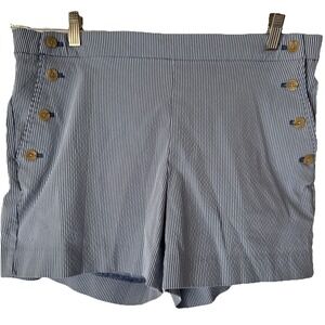 Banana Republic Sailor Button Shorts  Blue Seer Sucker Stretch W 10 Nautical EUC